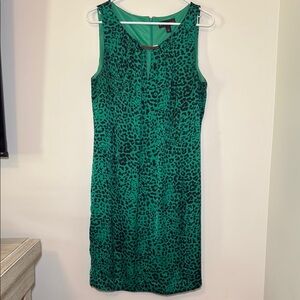 Dana Buchman Green Leopard Cheetah Animal Print Mini Dress Size Large‎